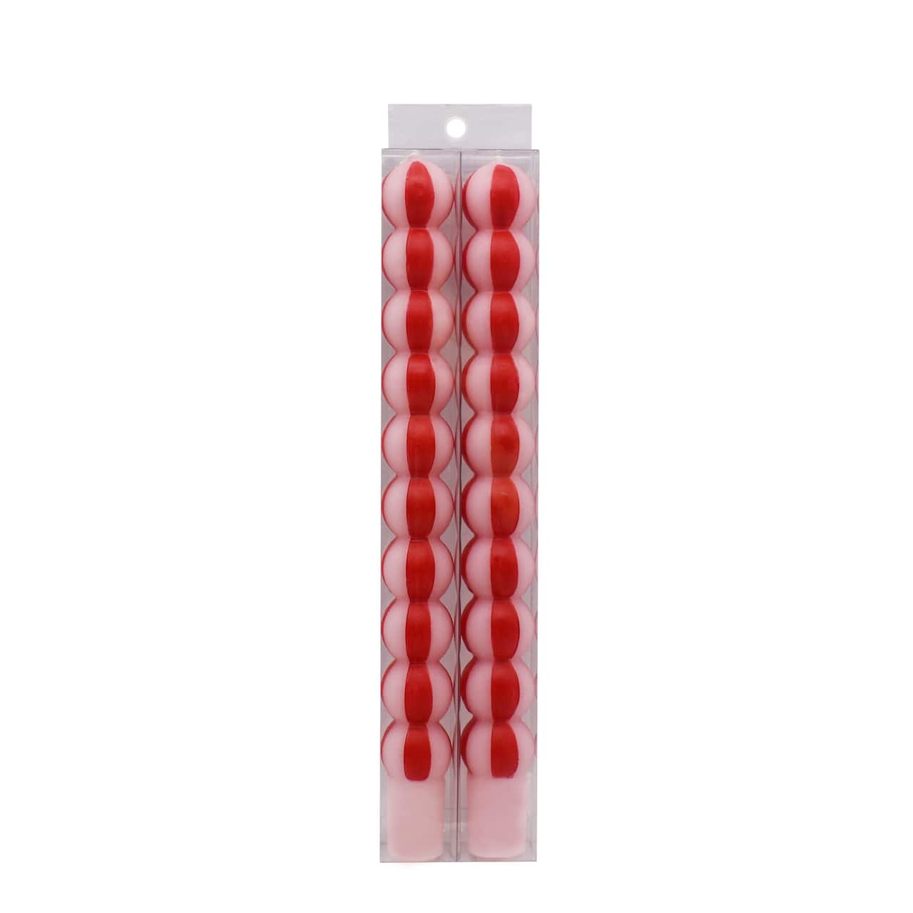 11.25" Red & White Peppermint Unscented Taper Candles, 2ct. by Ashland®